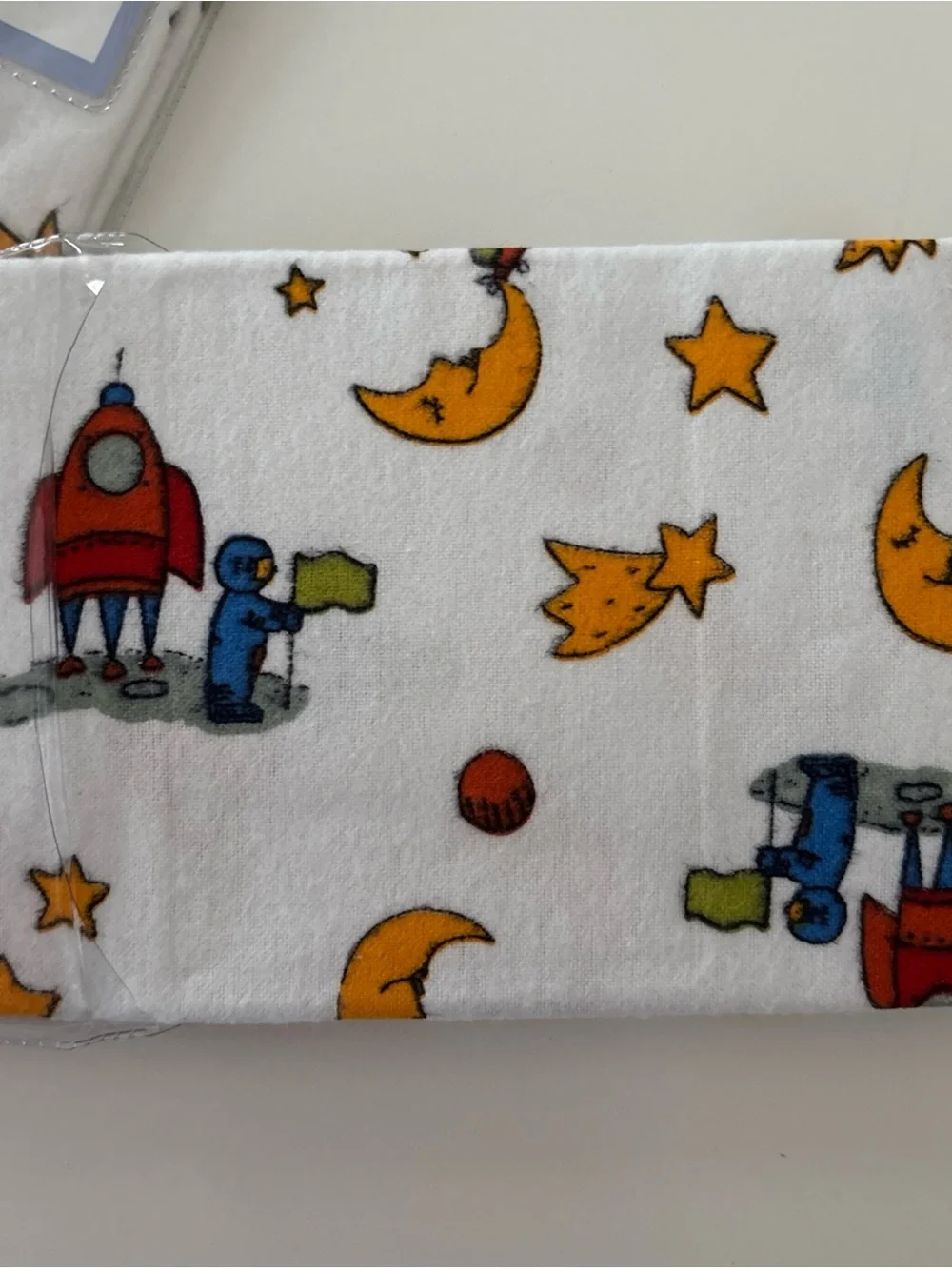 Pottery Barn Kids Crib Size Pillowcase White Space Traveler Flannel Lot of 2